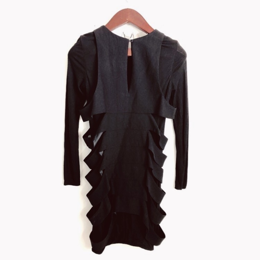 Alice + Olivia Black Cutout Mini Dress long sleeve